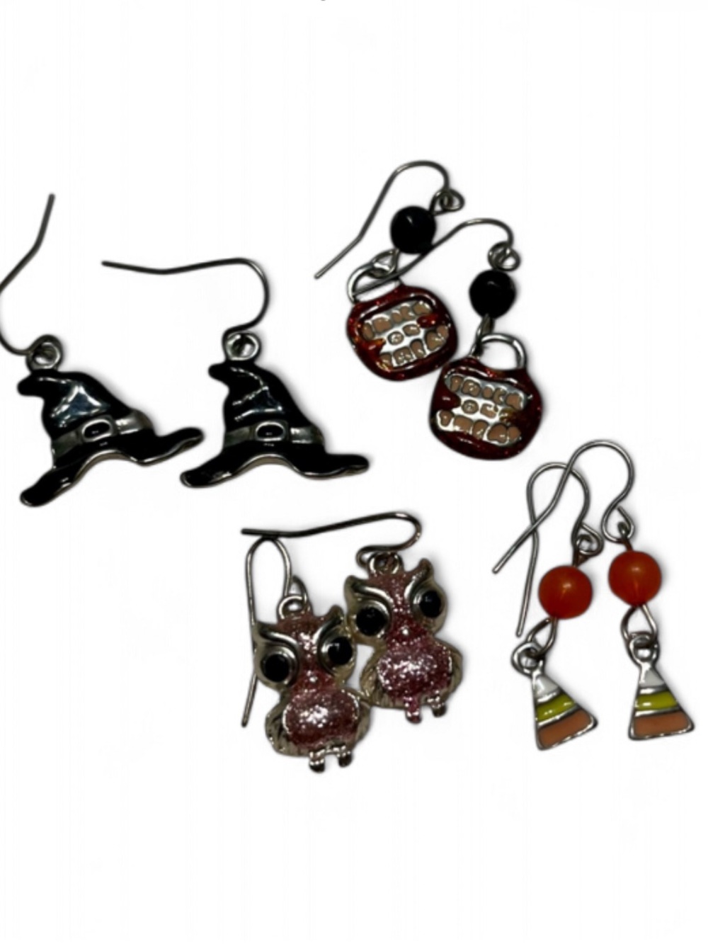 HALLOWEEN WITCH HAT, CANDY CORN, OWL AND FANGS EARRINGS BUNDLE